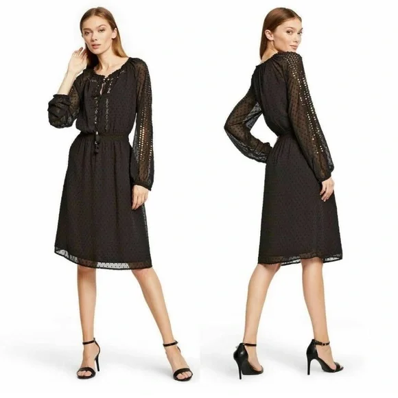 altuzarra for target black dress vintage Teri Jon black dotted Swiss silk chiffon dress 80s  hong kong  vintage